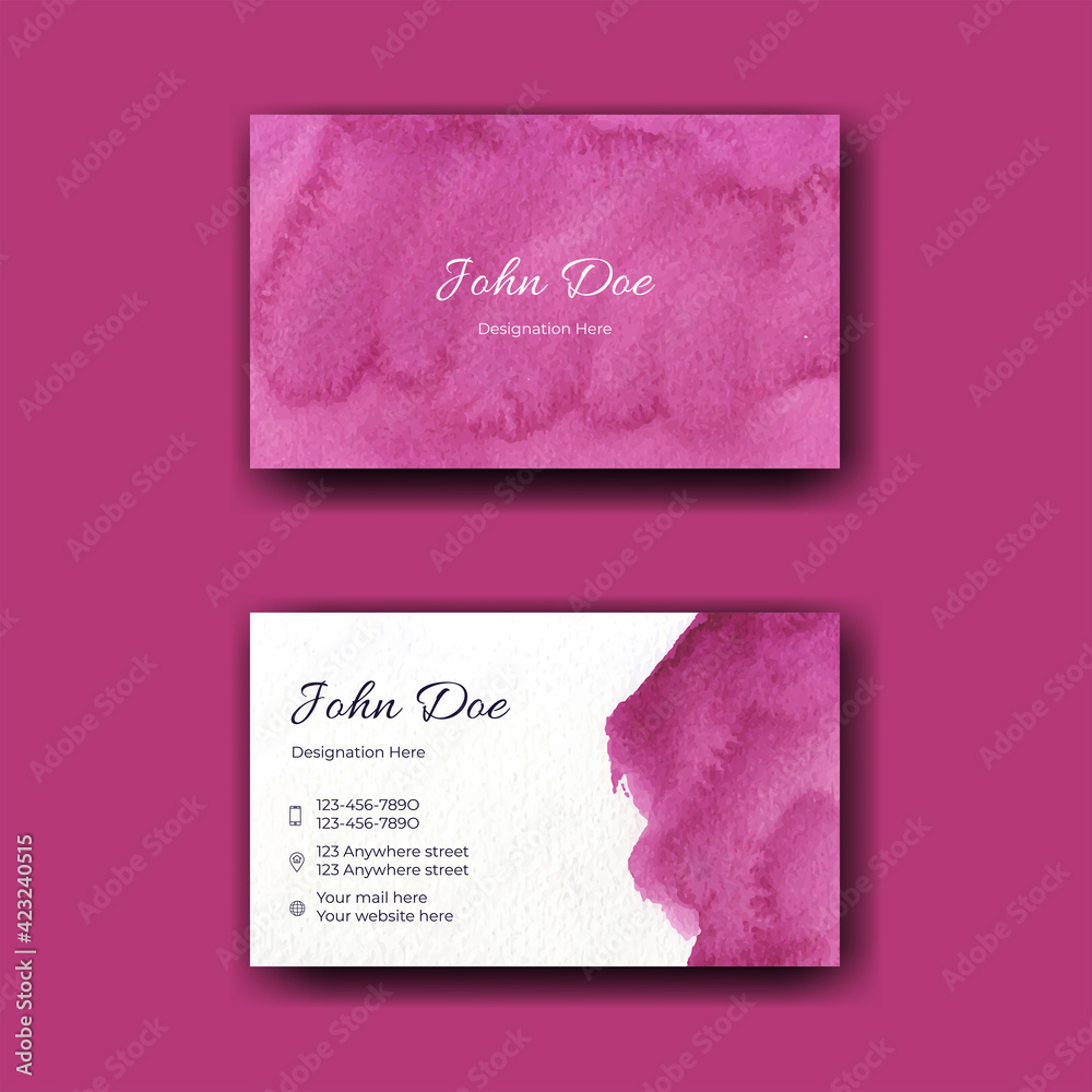 Blue abstract watercolor business card