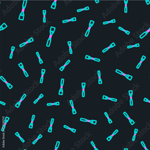 Line Leather whip icon isolated seamless pattern on black background. Fetish accessory. Sex toy for adult. Vector Illustration