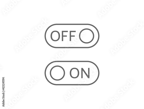On and off line art icons. Switch buttons on white background. Toggle sign. Active and inactive symbol. Web interface. App design elements. Vector illustration