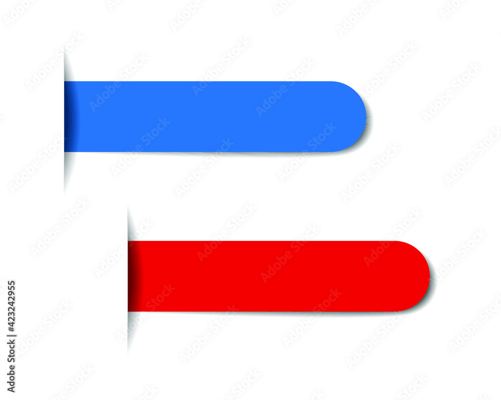 Blue and red bookmark banner with shadow isolated on a white background Blue and red bookmark banner with shadow isolated on a white background