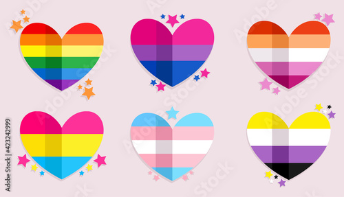 Adorable Heart Shaped LGBT Flag Set