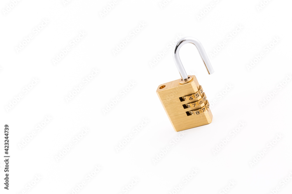 Open Combination Padlock on White Background Open Combination Padlock on White Background