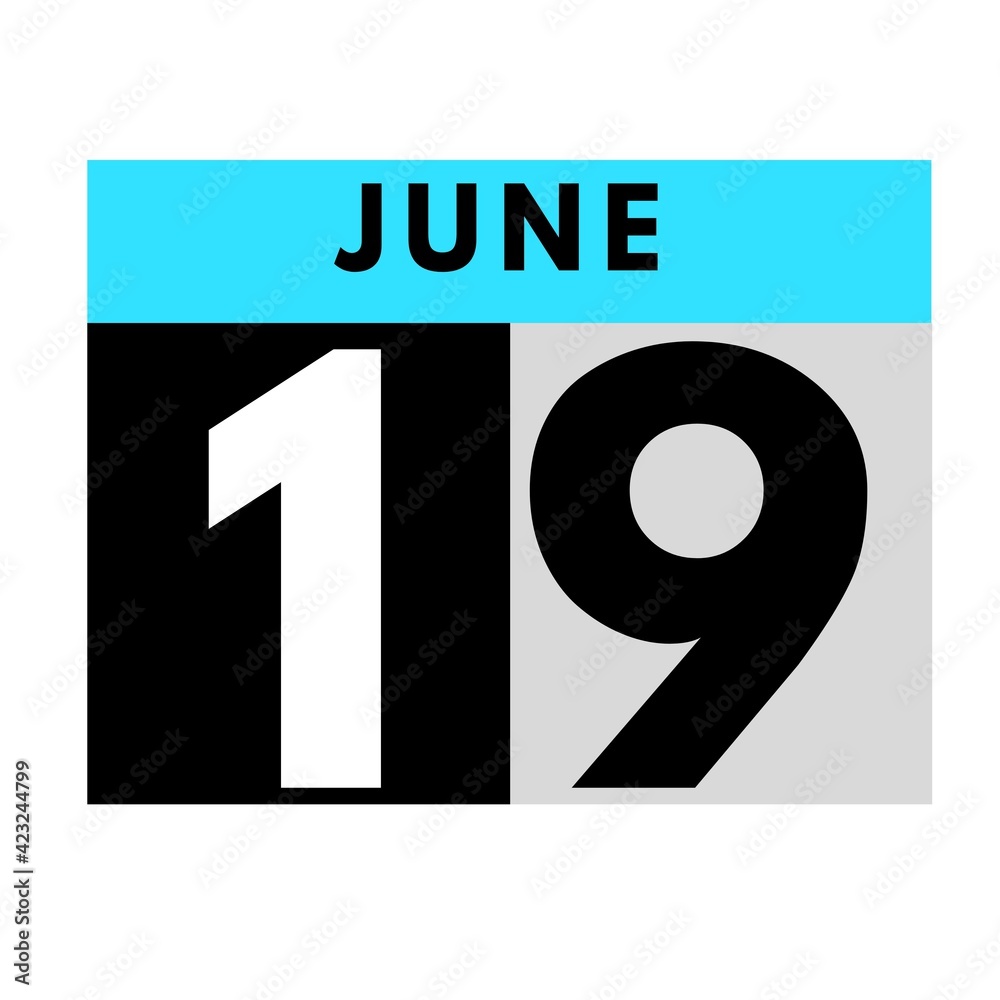 June 19 . flat daily calendar icon .date ,day, month .calendar for the month of June June 19 . flat daily calendar icon .date ,day, month .calendar for the month of June