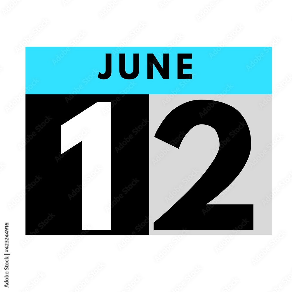 June 12 . flat daily calendar icon .date ,day, month .calendar for the month of June June 12 . flat daily calendar icon .date ,day, month .calendar for the month of June