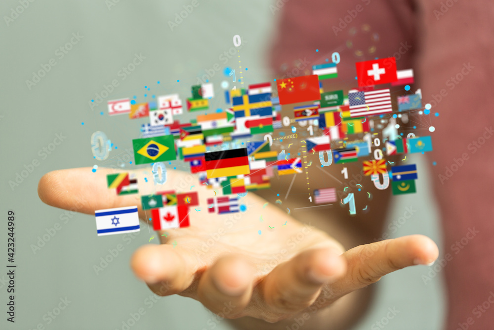 World map with all states and their flags,3d render. World map with all states and their flags,3d render.