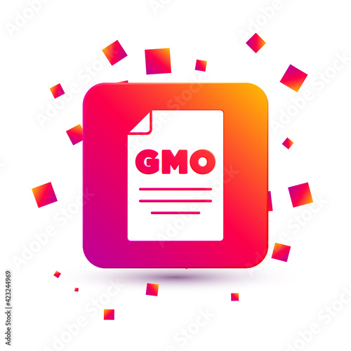White GMO icon isolated on white background. Genetically modified organism acronym. Dna food modification. Square color button. Vector