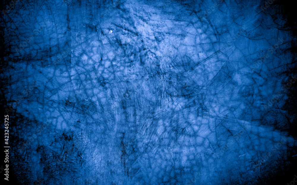 Fototapeta premium Old wall pattern texture cement blue dark abstract blue color design are light with black gradient background.