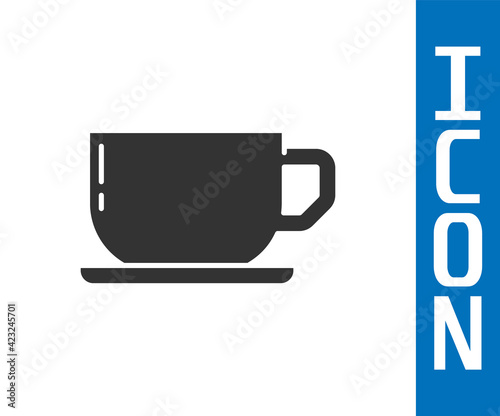 Grey Coffee cup icon isolated on white background. Tea cup. Hot drink coffee. Vector