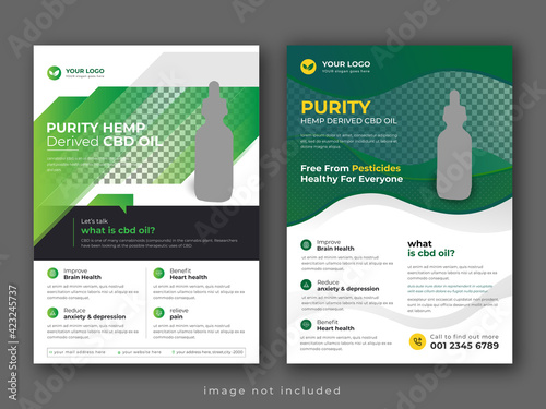 Hemp products or Cbd oil  flyer template design set