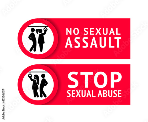 Prohibition Sign public transport, No Sexual Assault or Harrashment, vector illustration EPS10