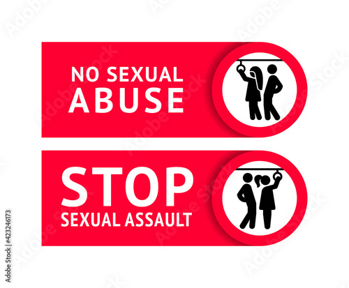 Prohibition Sign No Sexual Assault or Harrashment, stickers from urban transport
