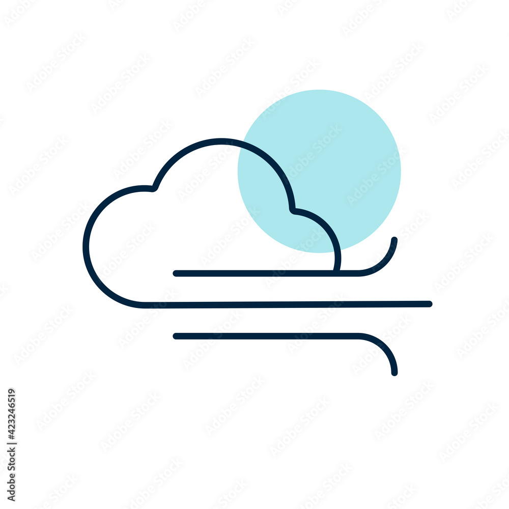 Cloudy and wind vector icon. Weather sign Cloudy and wind vector icon. Weather sign
