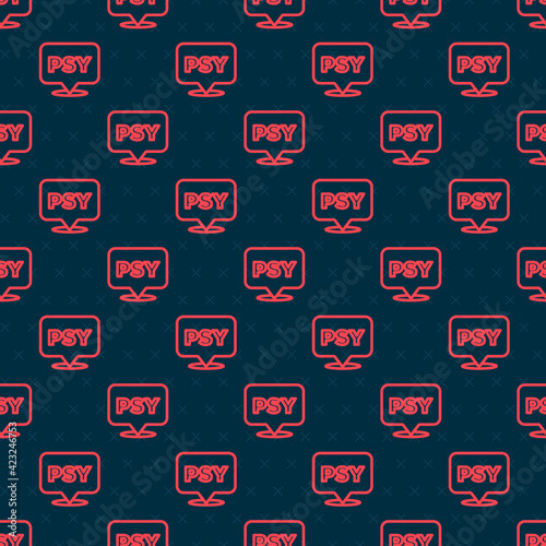 Red line Psychology icon isolated seamless pattern on black background. Psi symbol. Mental health concept, psychoanalysis analysis and psychotherapy. Vector