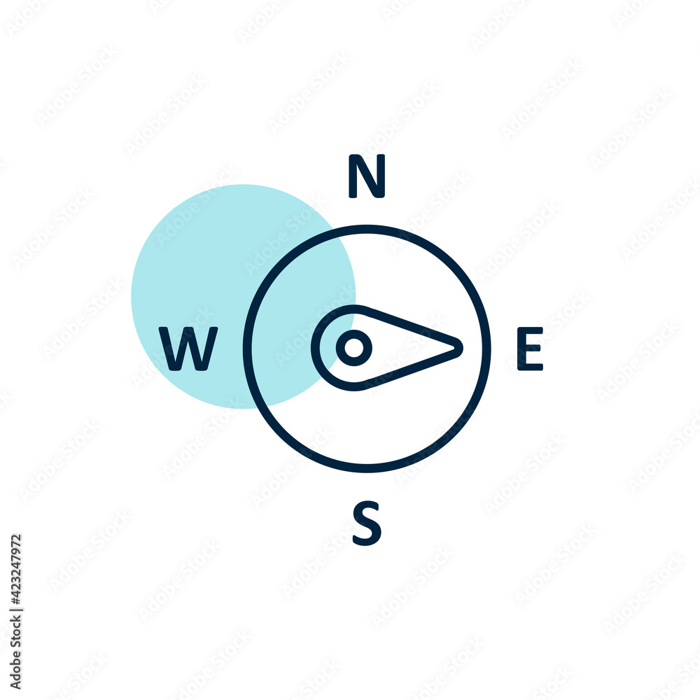 Compass wind rose vector icon. Direction east Compass wind rose vector icon. Direction east