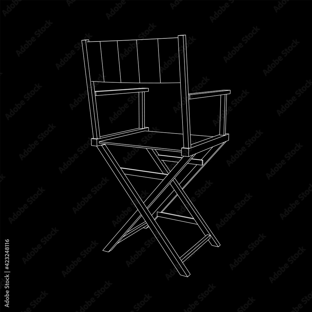 Obraz premium Director movie workplace chair. Wireframe low poly mesh