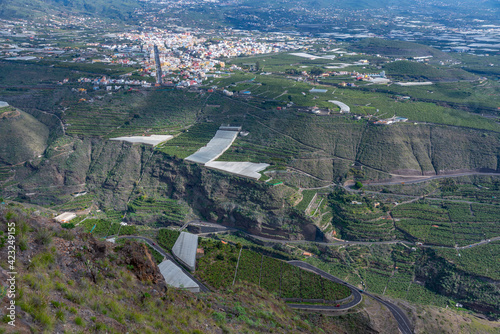 Agricultural landscape of La Palma at barranco de las angustias, Canary islands, Spain photo