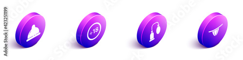 Set Isometric Condom, Plus 18 movie, Penis pump and Woman panties icon. Vector