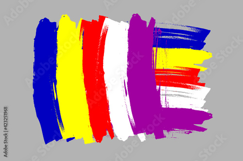 Nepal Flag of Buddhism. Symbol of Buddhism banner brush concept. Religious flag horizontal vector Illustration isolated on gray background.  