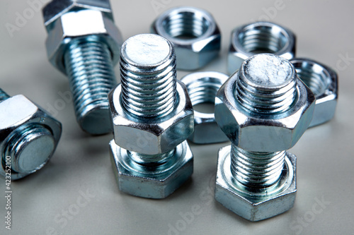 nuts screws fastening materials closeup