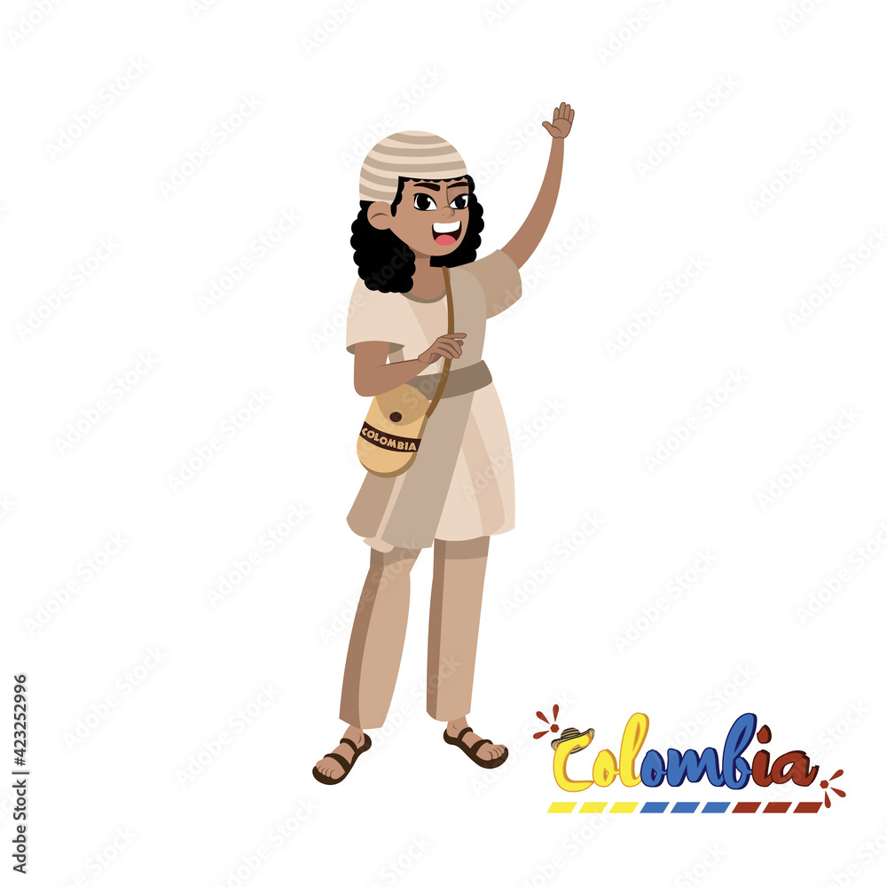 Indigenous of the Sierra Nevada. Colombian culture - Vector illustration