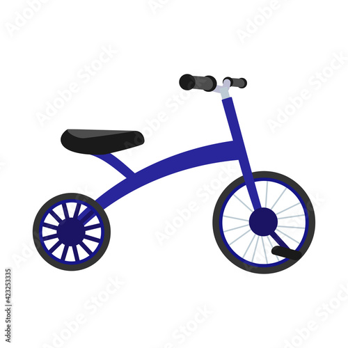 Vector illustration of bicycle, kids bike, wheel, transportation type. Flat style.