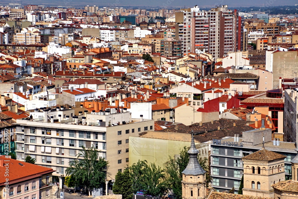 Aerial view on the new residential district of Zaragoza city in Spain