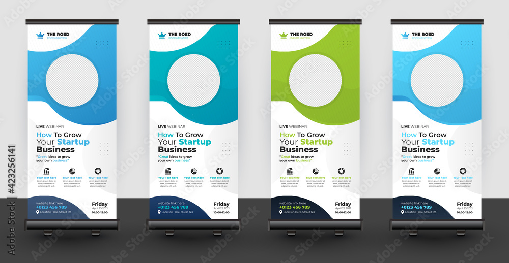 Business conference elegant roll up standee presentation banner. Set of roll  up banner, roll up banner, banner, Corporate banner design, Pop up banner  design, Creative banner vector de Stock | Adobe Stock