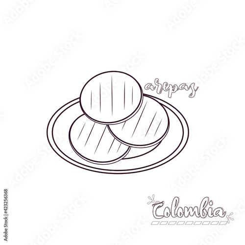 Colombian arepas plate. Colombian food - Vector illustration photo