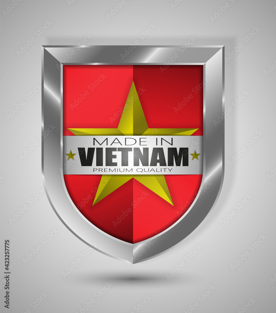 EPS10 Vector illustration. Realistic shield. Made in Vietnam, Premium Quality. Perfect for any use. EPS10 Vector illustration. Realistic shield. Made in Vietnam, Premium Quality. Perfect for any use.