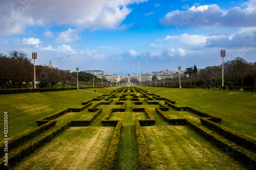 Miradouro in Lisbon - Observation Deck Park Eduardo VII with panoramic view of Lisbon and a labyrinth in the park photo