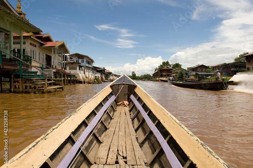 Wallpaper Mural Boats on the canan that connects the town of Nyaungshwe to Inle Lake in the country of Burma (Myanmar)   Torontodigital.ca