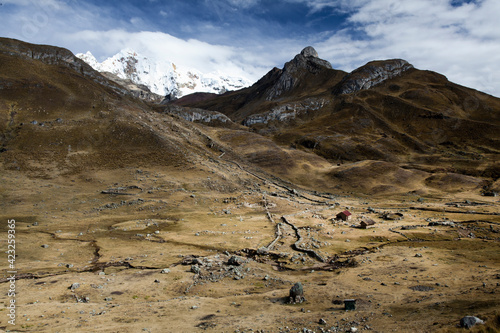 A tiny community in the very unpopulated Cordillera Huayhuash in the Andes Mountains in Peru.     
