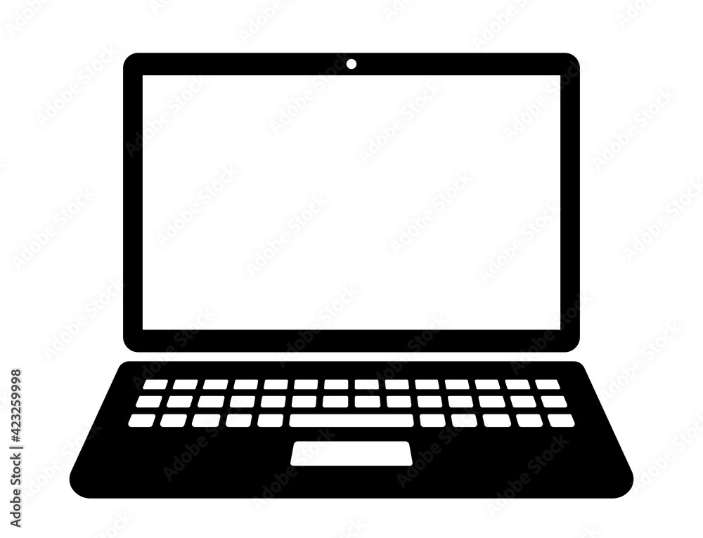 Laptop icon. Laptop in flat style isolated on white background vector - obrazy, fototapety, plakaty 