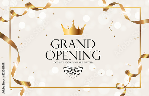 Grand Opening Luxury Invitation Banner Background. Vector Illustration