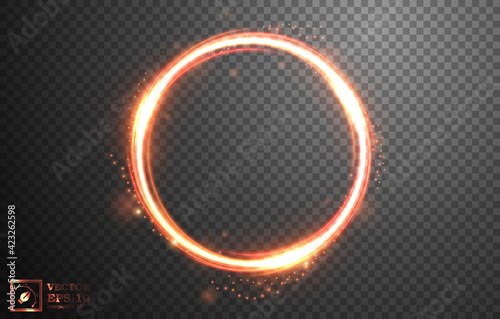 Fire light ring with spark, Isolated on transparent pattern. Vector Illustration