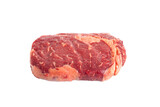 Raw rib eye steak of beef isolated on white background. ?ut
