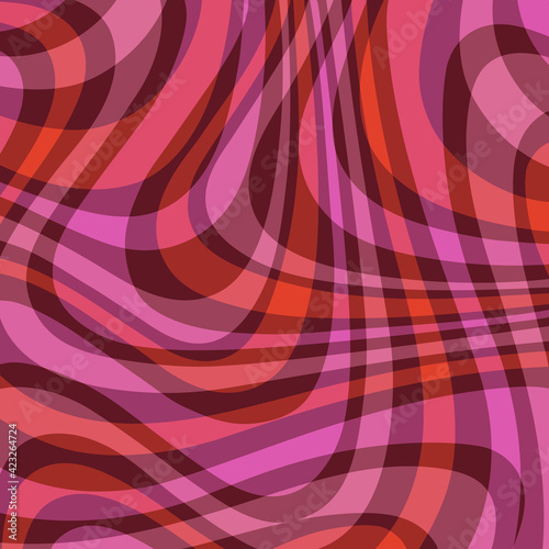 mod pink red ornage wavy abstract plaid vector background pattern
