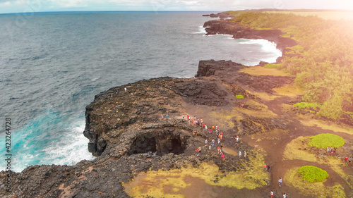 La Roche Qui Pleure, Mauritius. Drone point of view on a cloudy day photo