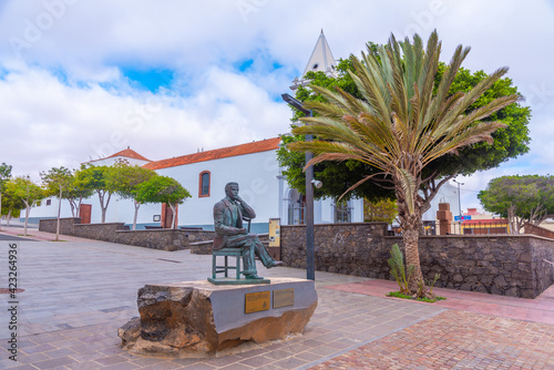 Statue of Manuel Valezquez Cabrera at Puerto de Rosario at Fuerteventura, Canary islands, Spain photo