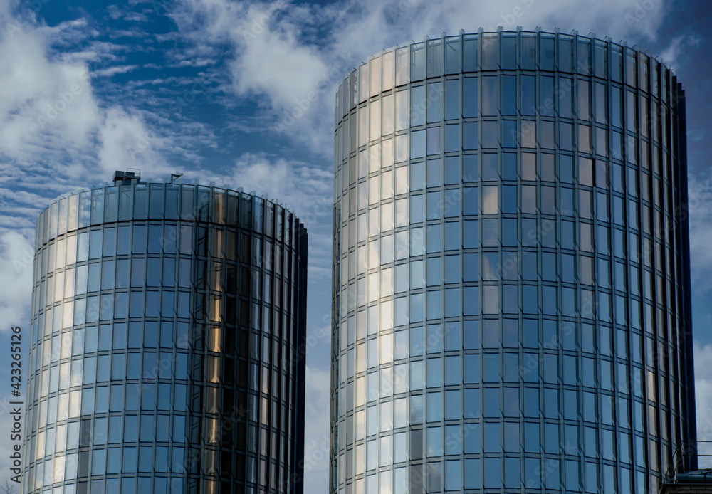 Modern urban architecture. Steel and glass facade of skyscrapers. Modern urban architecture. Steel and glass facade of skyscrapers.