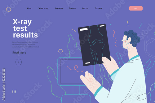 Medical tests template - x-ray test. Modern flat vector
