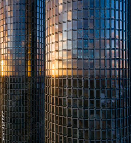 Modern urban architecture. Steel and glass facade of skyscrapers.
