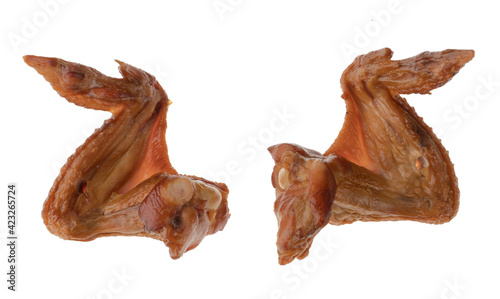 Smoked chicken wings, on a white background in isolation © A_A88