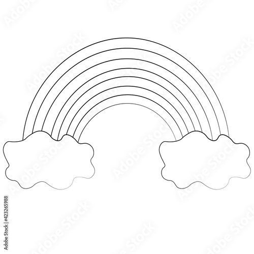 Single element Rainbow. Draw illustration in black and white