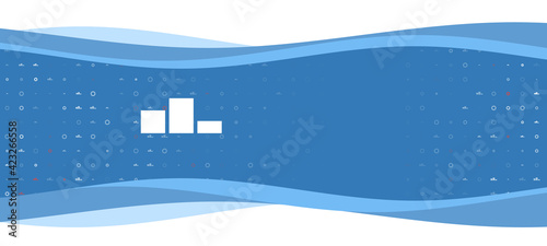 Blue wavy banner with a white winners podium symbol on the left. On the background there are small white shapes, some are highlighted in red. There is an empty space for text on the right side