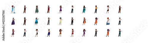 Set of African American people - Vector illustration