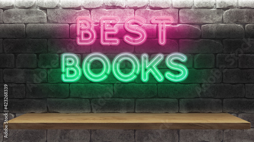 Best book in flat style on colorful background. Business success concept. Old school vintage ribbon. Modern flat design. 3d render