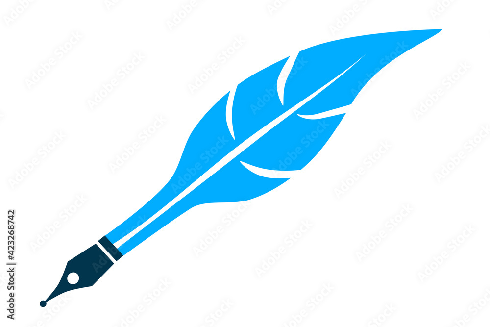 Blue Feather Quill Pen