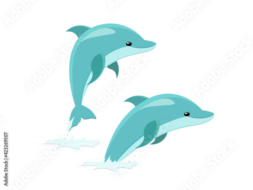 Cartoon funny dolphins. Dolphin Jumping Motion Sequence Cartoon