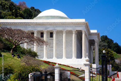 Israel, Haifa, - March 03, 2021: Mount Carmel - Residence of the Universal House of Justice on the upper part of the Bahá'í Gardens